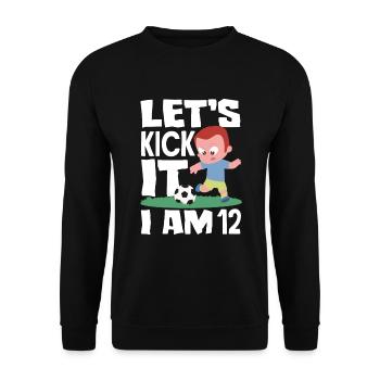 12th Birthday 12 Years Soccer Soccer Player - Unisex Sweatshirt - black - Front - Alina (178cm) & Michal (187cm)