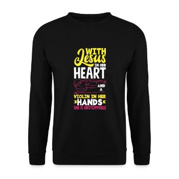 Violin Violin Violinist Violin Player - Unisex Sweatshirt - black - Front - Alina (178cm) & Michal (187cm)