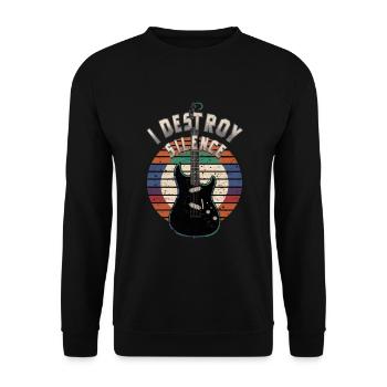 I destroy the silence humor guitar player - Unisex Sweatshirt - black - Front - Alina (178cm) & Michal (187cm)