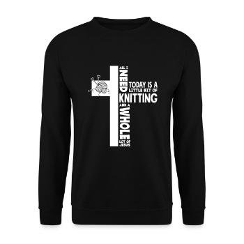 Lustiges Stricken Stricknadel Geschenk - Unisex Pullover - Schwarz - Vorne - Alina (178cm) & Michal (187cm)