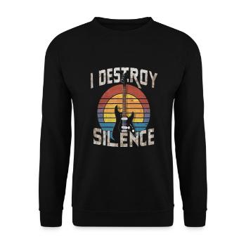I destroy the silence humor guitar player - Unisex Sweatshirt - black - Front - Alina (178cm) & Michal (187cm)