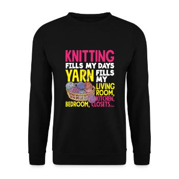Lustiges Stricken Stricknadel Geschenk - Unisex Pullover - Schwarz - Vorne - Alina (178cm) & Michal (187cm)