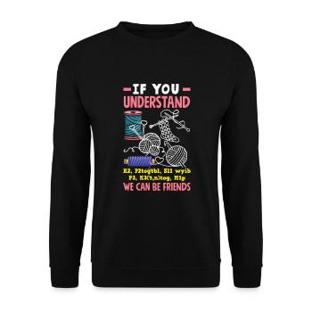 Drôle de tricot à l’aiguille à tricoter cadeau - Sweat-shirt Unisexe - noir - Devant - Alina (178cm) & Michal (187cm)