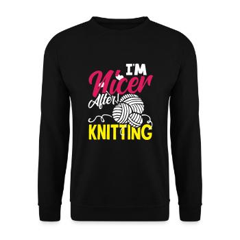 Drôle de tricot à l’aiguille à tricoter cadeau - Sweat-shirt Unisexe - noir - Devant - Alina (178cm) & Michal (187cm)