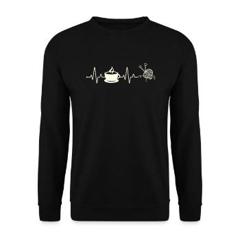 Lustiges Stricken Stricknadel Geschenk - Unisex Pullover - Schwarz - Vorne - Alina (178cm) & Michal (187cm)