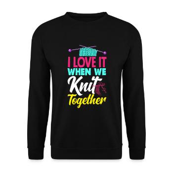 Drôle de tricot à l’aiguille à tricoter cadeau - Sweat-shirt Unisexe - noir - Devant - Alina (178cm) & Michal (187cm)