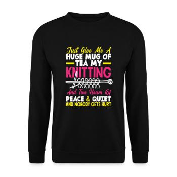 Drôle de tricot à l’aiguille à tricoter cadeau - Sweat-shirt Unisexe - noir - Devant - Alina (178cm) & Michal (187cm)