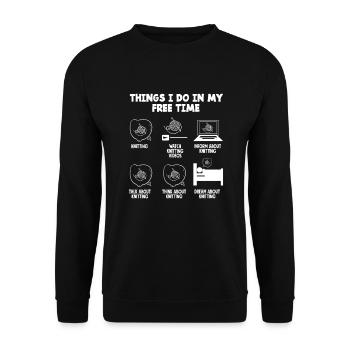 Lustiges Stricken Stricknadel Geschenk - Unisex Pullover - Schwarz - Vorne - Alina (178cm) & Michal (187cm)