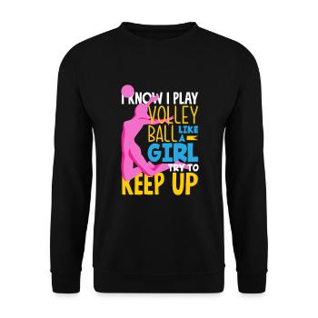 Lustiges Volleyball Geschenk - Unisex Pullover - Schwarz - Vorne - Alina (178cm) & Michal (187cm)