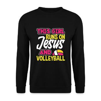 Lustiges Volleyball Geschenk - Unisex Pullover - Schwarz - Vorne - Alina (178cm) & Michal (187cm)
