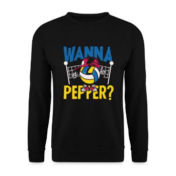 Lustiges Volleyball Geschenk - Unisex Pullover - Schwarz - Vorne - Alina (178cm) & Michal (187cm)