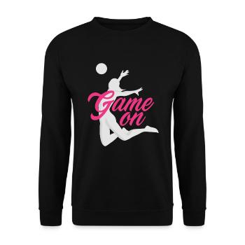 Lustiges Volleyball Geschenk - Unisex Pullover - Schwarz - Vorne - Alina (178cm) & Michal (187cm)