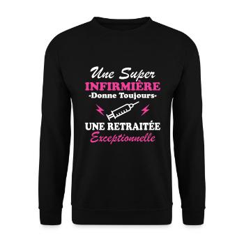 Pensionierte Krankenschwester Humor Ruhestandsgeschenk - Unisex Pullover - Schwarz - Vorne - Alina (178cm) & Michal (187cm)