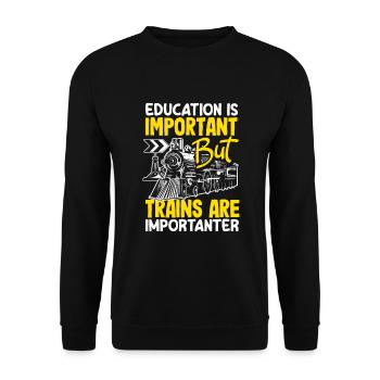 Funny Train Lover Trains Locomotive Gift - Unisex Sweatshirt - black - Front - Alina (178cm) & Michal (187cm)