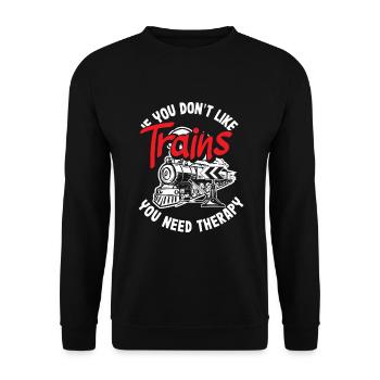 Funny Train Lover Trains Locomotive Gift - Unisex Sweatshirt - black - Front - Alina (178cm) & Michal (187cm)