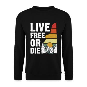 Vivre libre ou mourir rétro Nature Vintage nouveau - Sweat-shirt Unisexe - noir - Devant - Alina (178cm) & Michal (187cm)