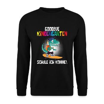School Enrollment Dino Back to School - Unisex Sweatshirt - black - Front - Alina (178cm) & Michal (187cm)