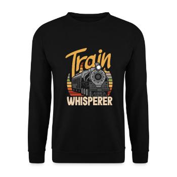 Funny Train Lover Trains Locomotive Gift - Unisex Sweatshirt - black - Front - Alina (178cm) & Michal (187cm)