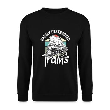 Drôle de Train amant Trains Locomotive cadeau - Sweat-shirt Unisexe - noir - Devant - Alina (178cm) & Michal (187cm)
