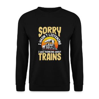 Drôle de Train amant Trains Locomotive cadeau - Sweat-shirt Unisexe - noir - Devant - Alina (178cm) & Michal (187cm)