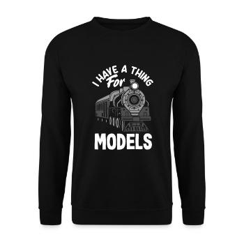 Drôle de Train amant Trains Locomotive cadeau - Sweat-shirt Unisexe - noir - Devant - Alina (178cm) & Michal (187cm)