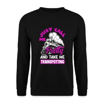 Drôle de Train amant Trains Locomotive cadeau - Sweat-shirt Unisexe - noir - Devant - Alina (178cm) & Michal (187cm)