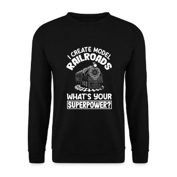 Drôle de Train amant Trains Locomotive cadeau - Sweat-shirt Unisexe - noir - Devant - Alina (178cm) & Michal (187cm)