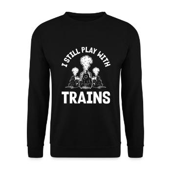 Funny Train Lover Trains Locomotive Gift - Unisex Sweatshirt - black - Front - Alina (178cm) & Michal (187cm)