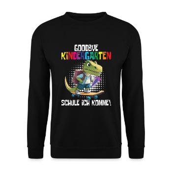 School Enrollment Dino Back to School - Unisex Sweatshirt - black - Front - Alina (178cm) & Michal (187cm)