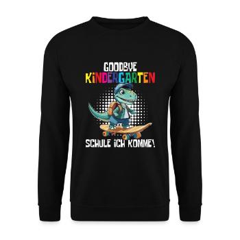 School Enrollment Dino Back to School - Unisex Sweatshirt - black - Front - Alina (178cm) & Michal (187cm)