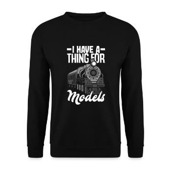 Drôle de Train amant Trains Locomotive cadeau - Sweat-shirt Unisexe - noir - Devant - Alina (178cm) & Michal (187cm)