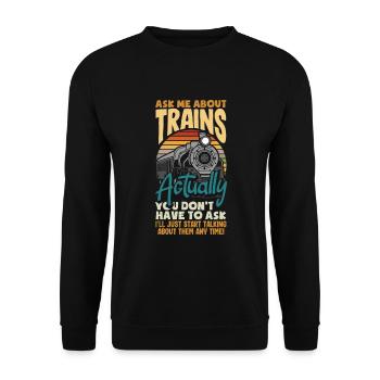 Drôle de Train amant Trains Locomotive cadeau - Sweat-shirt Unisexe - noir - Devant - Alina (178cm) & Michal (187cm)