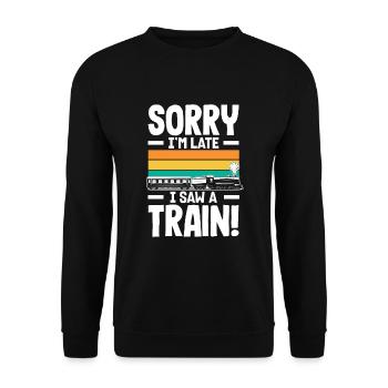 Funny Train Lover Trains Locomotive Gift - Unisex Sweatshirt - black - Front - Alina (178cm) & Michal (187cm)
