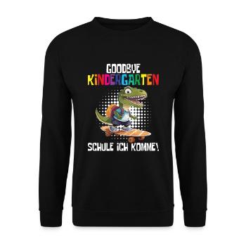 School Enrollment Dino Back to School - Unisex Sweatshirt - black - Front - Alina (178cm) & Michal (187cm)