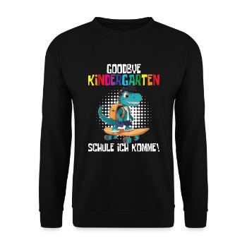 School Enrollment Dino Back to School - Unisex Sweatshirt - black - Front - Alina (178cm) & Michal (187cm)