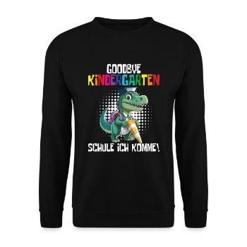 School Enrollment Dino Back to School - Unisex Sweatshirt - black - Front - Alina (178cm) & Michal (187cm)