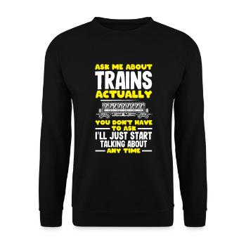 Drôle de Train amant Trains Locomotive cadeau - Sweat-shirt Unisexe - noir - Devant - Alina (178cm) & Michal (187cm)