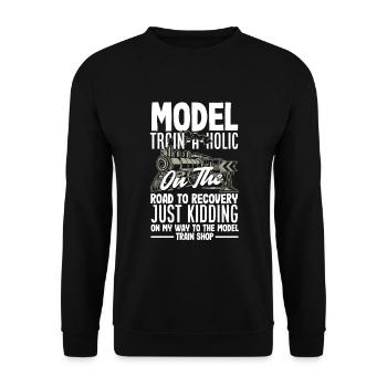 Funny Train Lover Trains Locomotive Gift - Unisex Sweatshirt - black - Front - Alina (178cm) & Michal (187cm)