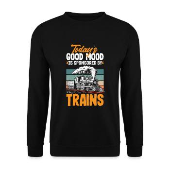 Funny Train Lover Trains Locomotive Gift - Unisex Sweatshirt - black - Front - Alina (178cm) & Michal (187cm)