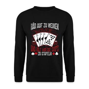 Cartes de poker Jetons de poker Étui de poker Joueurs de poker - Sweat-shirt Unisexe - noir - Devant - Alina (178cm) & Michal (187cm)