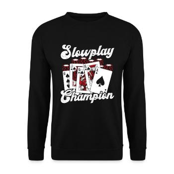 Tapis de poker Ensemble de jetons de poker Ensemble de valises Joueur de poker - Sweat-shirt Unisexe - noir - Devant - Alina (178cm) & Michal (187cm)
