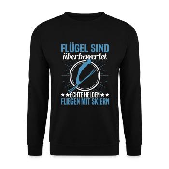 Ski Flying Skis for Ski Jumping Winter Sports - Unisex Sweatshirt - black - Front - Alina (178cm) & Michal (187cm)