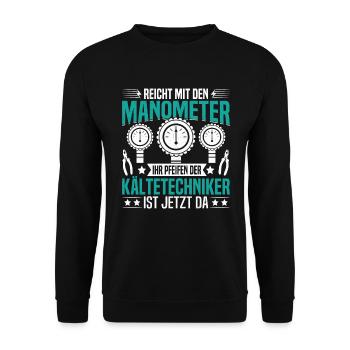 Monteur d’installations frigorifiques pour technicien en réfrigération de climatisation - Sweat-shirt Unisexe - noir - Devant - Alina (178cm) & Michal (187cm)