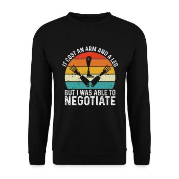Amputation Lost Leg - Unisex Sweatshirt - black - Front - Alina (178cm) & Michal (187cm)