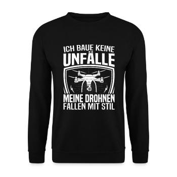 Drohne mit Kamera für Drohnenpilot FPV Drohne - Unisex Pullover - Schwarz - Vorne - Alina (178cm) & Michal (187cm)