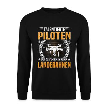 Drohnenbauer Quadroctoper für Drohnenflieger - Unisex Pullover - Schwarz - Vorne - Alina (178cm) & Michal (187cm)