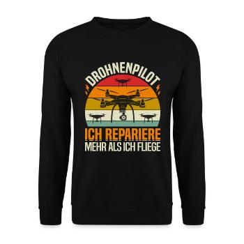 Drone Pilot Drone Driver's License - Unisex Sweatshirt - black - Front - Alina (178cm) & Michal (187cm)