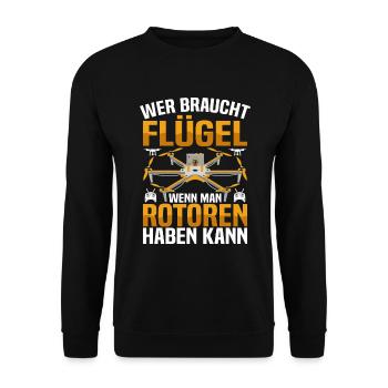 Drohnenfliegen FPV Racing Pilot Drohnenflieger - Unisex Pullover - Schwarz - Vorne - Alina (178cm) & Michal (187cm)