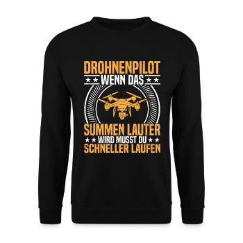 Drohnenpilot Drohne mit Kamera Drohnenfliegen FPV - Unisex Pullover - Schwarz - Vorne - Alina (178cm) & Michal (187cm)