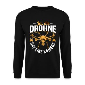 Drohne mit Kamera Drohnenpilot Quadrocopter - Unisex Pullover - Schwarz - Vorne - Alina (178cm) & Michal (187cm)